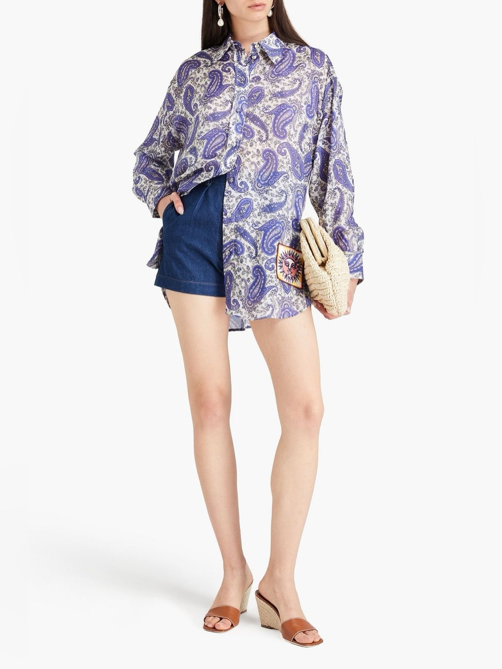 NWT Zimmermann Devi paisley print silk relaxed button long sleeve blouse
